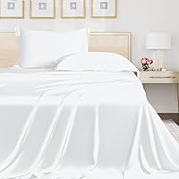 LINENWALAS King Flat Sheet Only, Austrian Tencel Lyocel Silk Sheets, Better Than Egyptian Cotton Premium Hotel Quality Soft Cooling Top Bed Sheet for King Size Bed (White, King)
