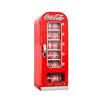 Coca-Cola Exclusive New Retro Mini Fridge Vending Machine Style 10 Can, 12V DC/110V AC with tall window display for home, dorm, office, games room