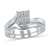0.50 Cttw Quad Princess-Cut Swirl Diamond Twisted Engagement Bridal Set Ring in 10K White Gold (I-J/12)
