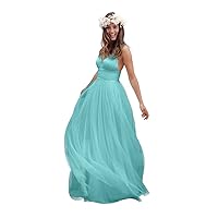 Women's Spaghetti Ruched Empire Waist Open Back Beach Wedding Dress Aqua US12