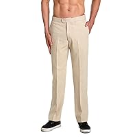Linen Men's Dress Pants Trousers Flat Front Slacks Natural TAN Color