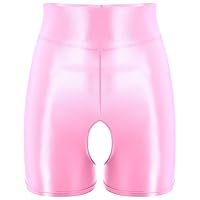 YiZYiF Women's Shiny Panties 8D Sheer Tights Oily Gloss Sexy High Waist Open Crotch Thong Bottoms