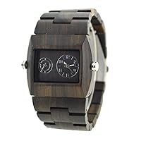 BEWELL ZS-W021C Wooden Men Quartz Watch Handmade Double Movement Big Dial Wristwatches