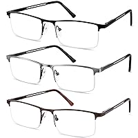 3 Pack Blue Light Blocking Reading Glasses for Men Anti Computer Glare Eyestrain Spring Hinge Readers with Pouches