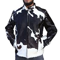 Real Pony Skin Men's Jacket Luxurious Cowhide Leather Coat