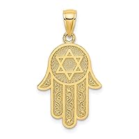 14k Gold Jewish Hand Of God With Religious Judaica Star of David Measures 28.3mm long Jewelry for Women
