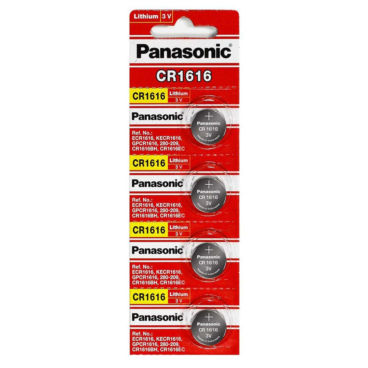 Panasonic CR1616 3V Coin Cell Lithium Battery, Retail Pack of 4