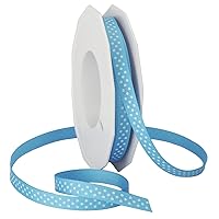 Morex Ribbon Swiss Dot Polyester Grosgrain Ribbon, 3/8-Inch by 20-Yard Spool, Turquoise, (3906.02/20-612)