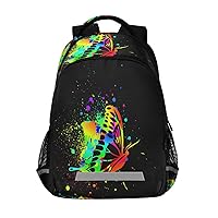 Rainbow Ink Butterfly Backpacks Travel Laptop Daypack School Book Bag for Men Women Teens Kids 29