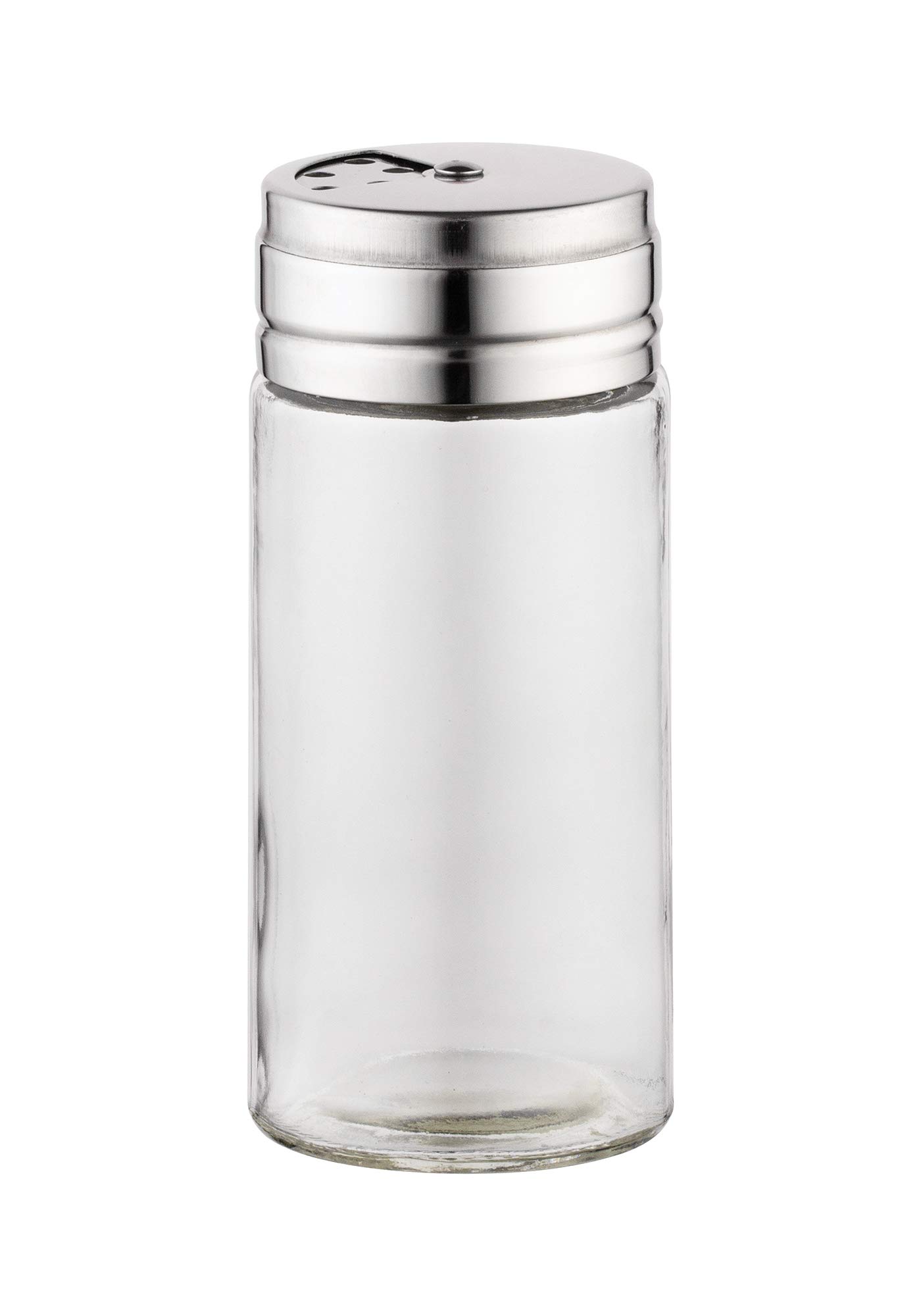 Fox Run 5167 Glass Spice Jar with Stainless Steel Shaker Lid, 6 Ounce, Clear Container for Seasonings