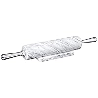 Fox Run Marble Rolling Pin and Base, 2.5 x 17.5 x 3 inches, White, Aluminum Handles