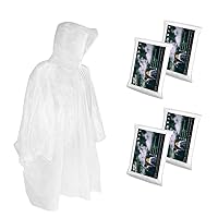 Disposable Rain Ponchos for Adult, Waterproof Plastic and Drawstring Hood, Clear