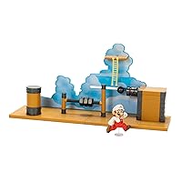 Super Mario Deluxe 2.5in Bowser's Air Ship Playset with Fire Mario Action Figure, Rope Ladder and Screw-Bolt Obstacles