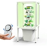 Smart Garden Planter Garden Hydroponics Growing System 30 Pods Plant Germination Kit Hydroponics Tower with LED Grow Light, Aeroponics Growing Kit with Hydrating Pump, Adapter, Net
