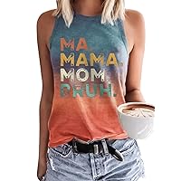 Ma Mama Mom Bruh for Women Tank Cute Print Mama Casual Retro Vest Summer Fashion Sleeveless Graphic Tank Top
