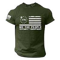 Mens 4th of July T-Shirts Casual Shirt American Flag Printed Graphic Short Sleeve Summer T-Shirt Round Neck Top Gym Shirt