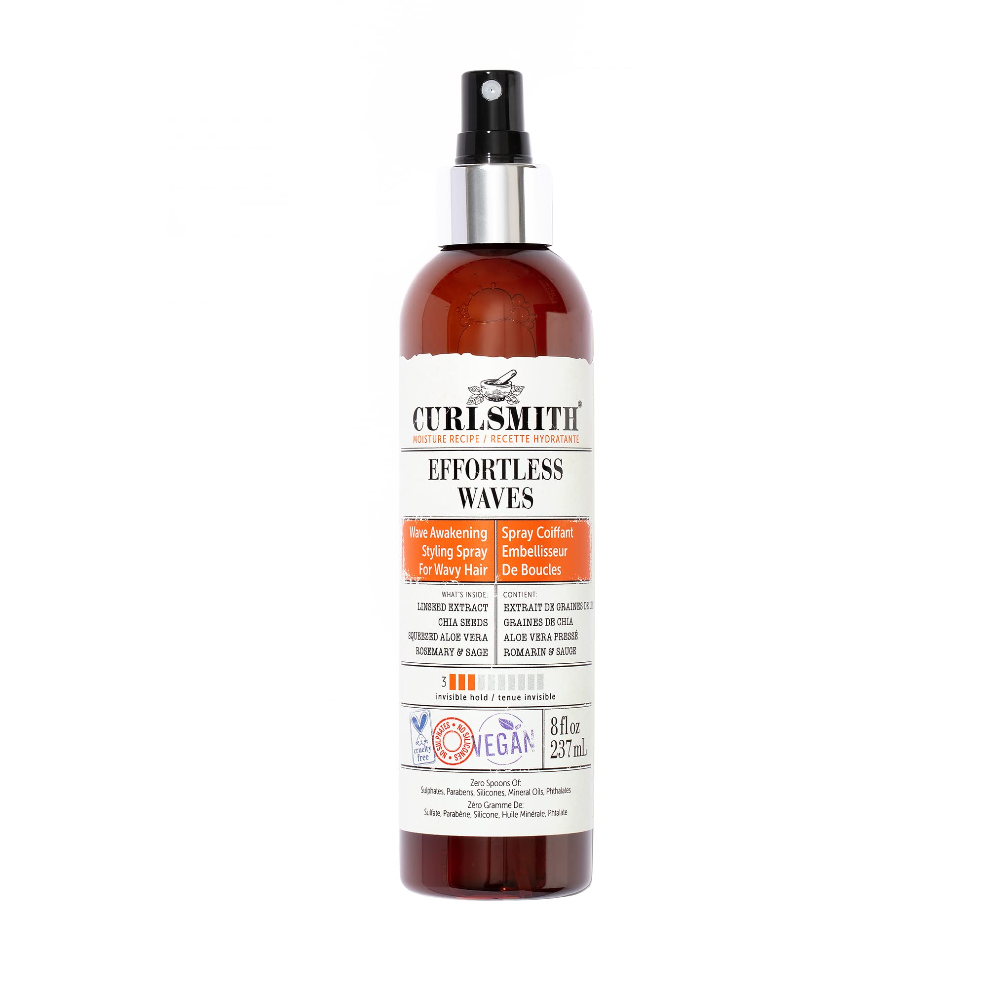 CURLSMITH - Effortless Waves Styling Spray, Lightweight and Moisturising, Reduce Frizz, Natural Look, For Wavy and Curly Hair, Vegan (237ml/8 fl oz)