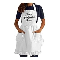 TEEAMORE Custom Ruffle Apron Digital Print Kitchen Cooking Baking Grilling Cleaning Costume Women's Apron