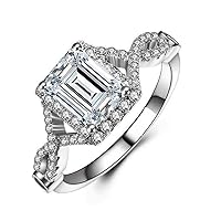 DESTINY JEWEL 2.85Ct Emerald Cut Diamond Engagement Wedding Ring. 14K White Gold Over Ring