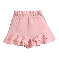 Girls Short Toddler Girls Summer Solid Color Shorts Mid Waist Ruffle Shorts Daily Casual Summer Wear Dress Shorts