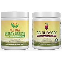 Ultimate Vitality Bundle: Go Ruby Go Superfood Blend + All Day Energy Greens (Fruity) for All-Day Energy and Wellness
