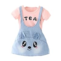 Little Girls Bunny Pattern One-Piece Overalls Dresses