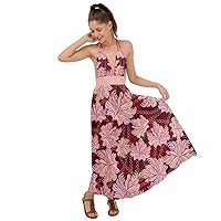 CowCow Womens Circle Chain Print Vintage Patchwork Sexy Party Backless Maxi Beach Dress, XS-3XL