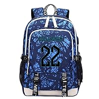 Soccer B-ellingham Multifunction Sport Backpack Travel Laptop Football Fans Bag for Men Women (Blue lines - 2)