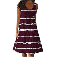 Rvidbe Spring Dresses for Women 2023 Women Sleeveless Sundress U Neck Holiday Tank Dress Summer Midi Beach Dress
