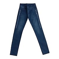 Jeans Girl Slim Fit 5-Pocket Ornamental Patterned Elastic Waist Pants