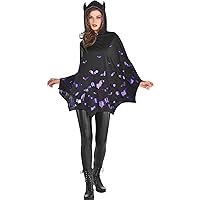 amscan Bat Poncho Halloween Costume for Women, One Size, Includes Hood