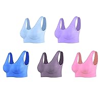 5-Pack Women Seamless Sports Bra Wirefree Yoga Bra with Removable Pads, Sports Fitness Support Workout Running Bras