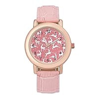 Reindeer Deer and Snowflakes Casual Watches for Women Classic Leather Strap Quartz Wrist Watch Ladies Gift