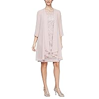 Alex Evenings Women's Midi Length Embroidered Fit and Flare Dress