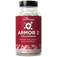 Armor 3 Astragalus Pure 1000 Mg – Healthy Immune System Function, Supports Stress, Respiratory Support, Potent Strength for Seasonal Protections – Full-spectrum & Standardized – 60 Count Soft Capsules