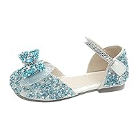 Girls Sandals Rhinestones Sequins Closed Toe Crystal Shoes Princess Shoes Bow Wedding Dress Shoes