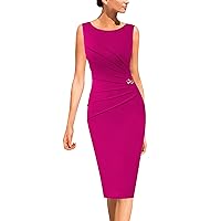 VFSHOW Womens Elegant Ruched Work Business Office Cocktail Party Bodycon Pencil Dress