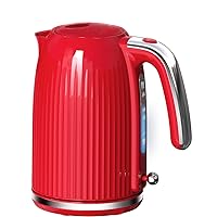 1.7L Electric Kettle-Quick Boil, 1500W, BPA-Free, Safety Auto Shut-Off, Boil-Dry Protection, Easy Clean with Wide Opening, Heat-Resistant Handle, 360°Swivel Base, Red