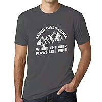 Men's Graphic T-Shirt Aspen California Where The Beer Flows Like Wine Eco-Friendly Limited Edition Short Sleeve