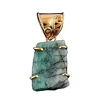 Mode Joyas Raw Emerald Birthstone Pendants, Natural 15-20mm Gemstone Connectors, DIY Prong Sett, Gold Plated Jewellery, Pedant Charms, DIY Necklace Charma