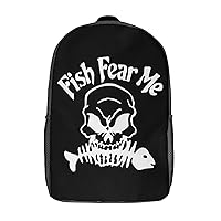 Fish Fear Me 17 Inches Unisex Laptop Backpack Lightweight Shoulder Bag Travel Daypack