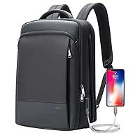 BOPai Expandable Travel Professional Men Business Laptop Backpack 15.6 inch Work Smart Rucksack Anti Theft Large Multi-Function Computer Office Black with Waterproof USB Charging Water Bottle Holder