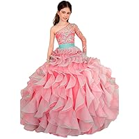 Big Girls' One Shoulder Long Sleeve Pageant Gowns