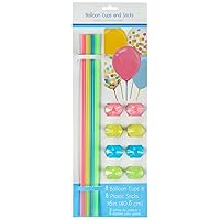 Assorted Colors Balloon Cup & Stick Set - 16