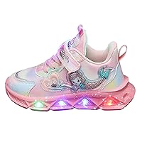 Little Kid Athletic Shoes Girls Children Sports Shoes with Lights Breathable Princess Lightweight Girls Kids Shoes