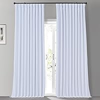 HPD Half Price Drapes Extra Wide Faux Silk Blackout Curtains 108 Inches Long for Bedroom & Living Room Vintage Textured Blackout Curtain (1 Panel), 100W x 108L, Ice