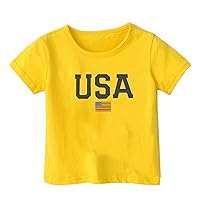 Boys Girls 4th of July T-Shirt American Flag Patriotic Short Sleeve Shirt Kids Independence Day Tee Tops