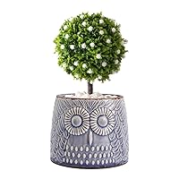 Planters for Indoor Plants, 5 inch Glazed Vintage Ceramic Pots for Plants Unique Owl Shape Design Clay Pots for Plants with Drainage Hole for Garden Home Windowsill(5 inch-Purple)