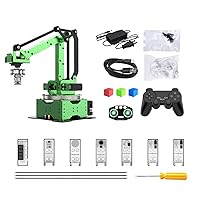 MaxArm Starter Kit and Secondary Development, ESP32 Open Source Smart Programming Robot Arm with Glowing Ultrasonic, Color, Touch, Sound, Light, Digital Tube Sensors Kits & PS2 Wireless Controllers