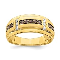 14k Gold 1/2 Carat Brown and White Diamond Mens Ring Size 10.00 Jewelry Gifts for Men
